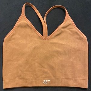 SET ACTIVE BROWN Ribbed V Sports Bra